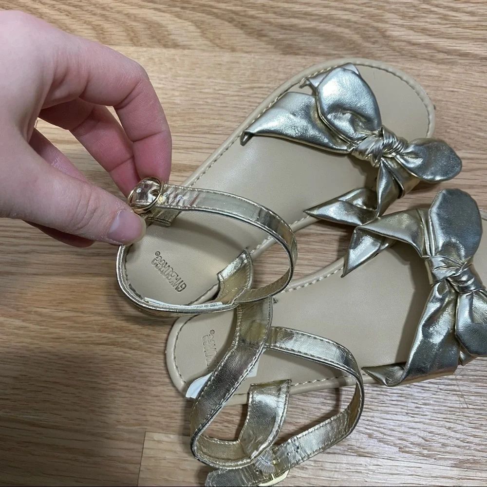 Gymboree Gold Knot Bow Sandals Sz 12 Girls Toddler